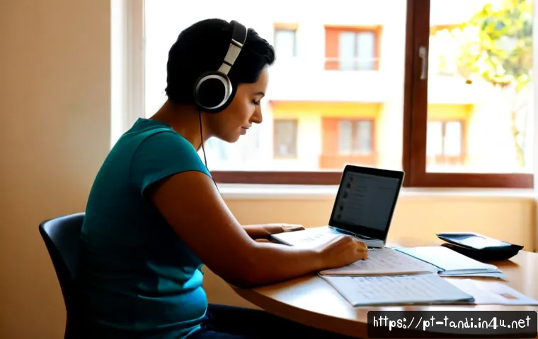 Home 17 통번역사 일일 업무 계획 - Photorealistic morning workspace of a Brazilian Portuguese translator planning a daily workload, mat...